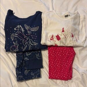 Kids' Long Sleeve Pajama Set with Unicorn and Bear Designs